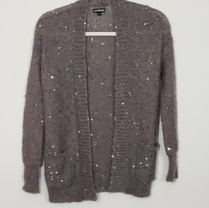 Express Sequin Knit Open Cardigan